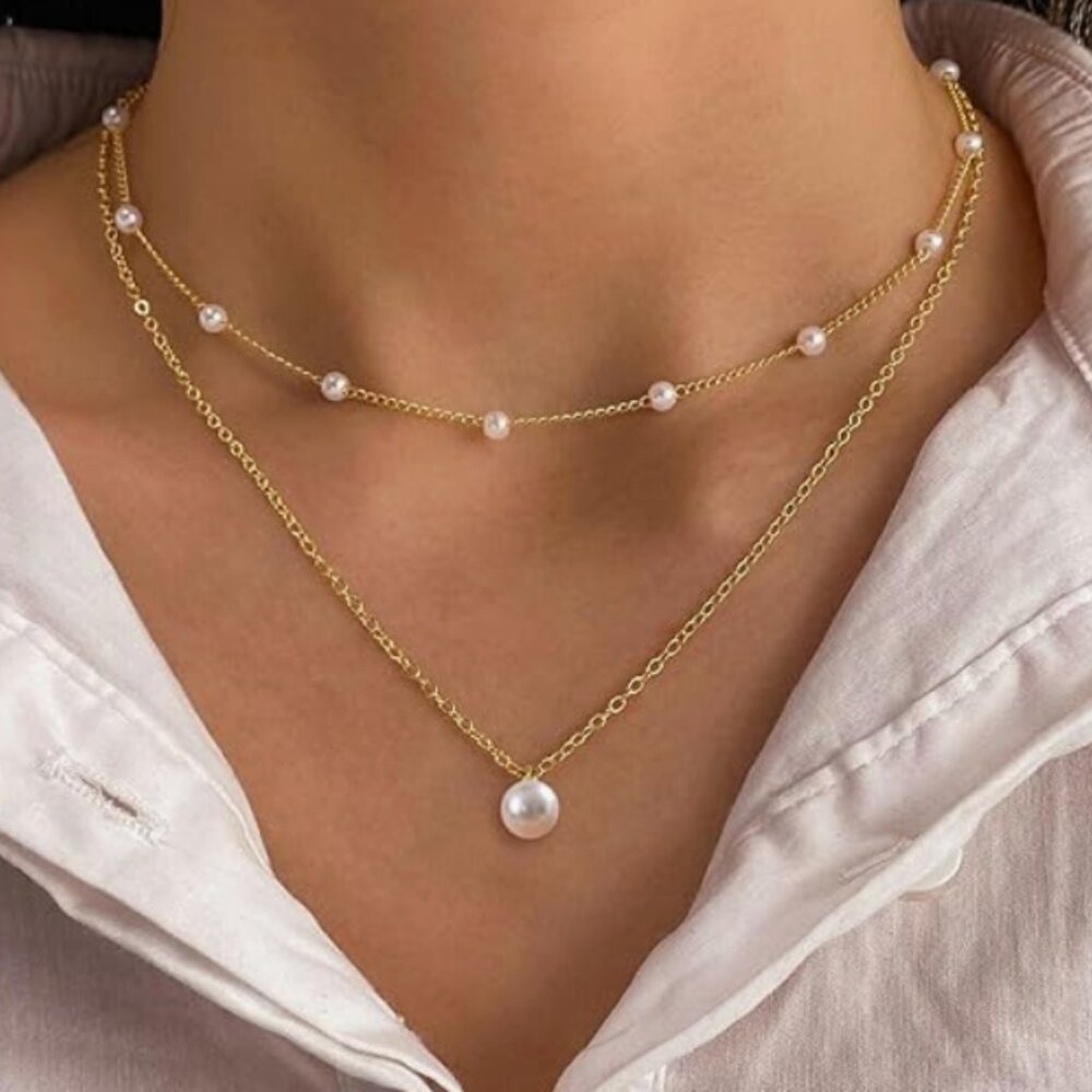 layered Pearl Necklace Set